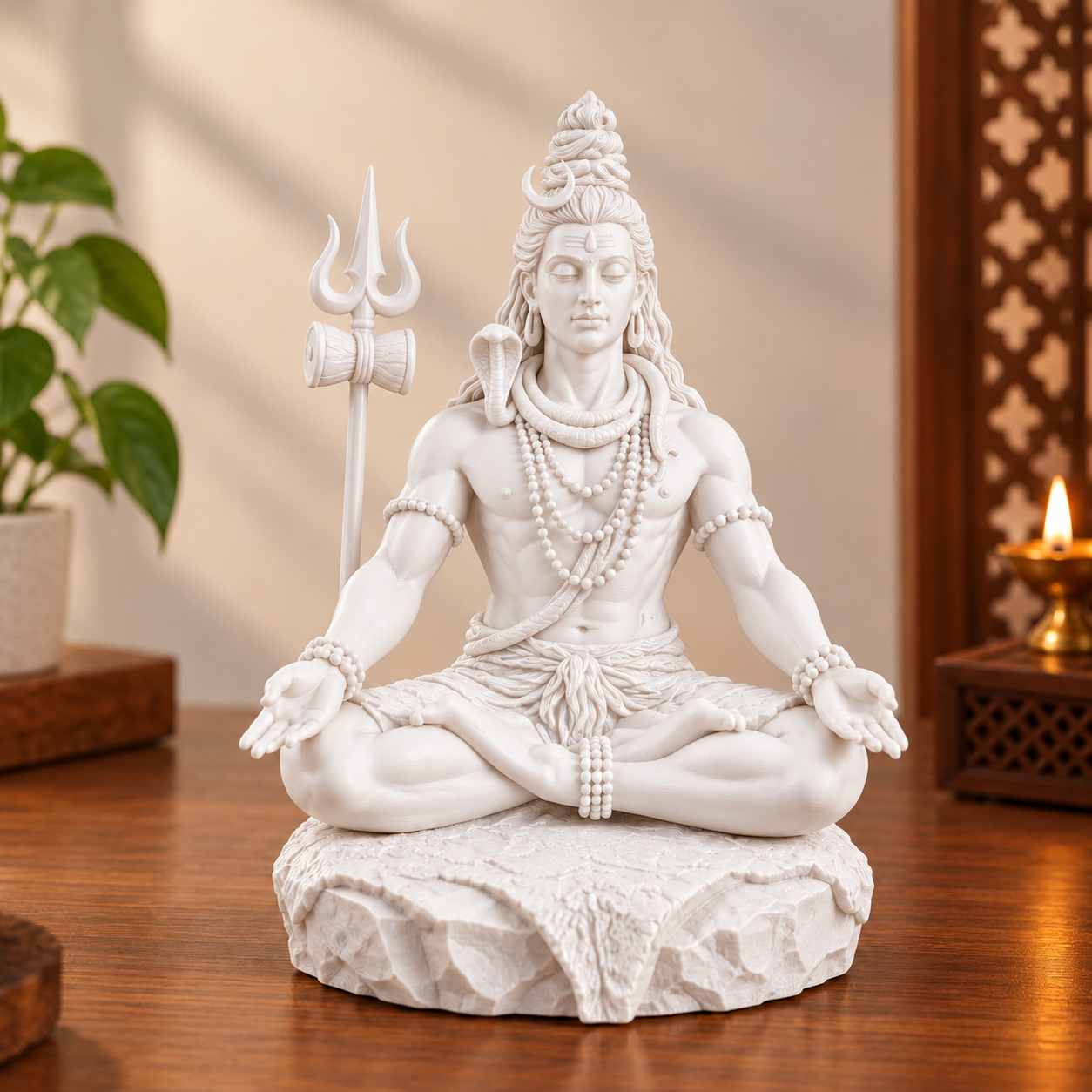 Lord Shiva Meditating Statue – Golden Finish