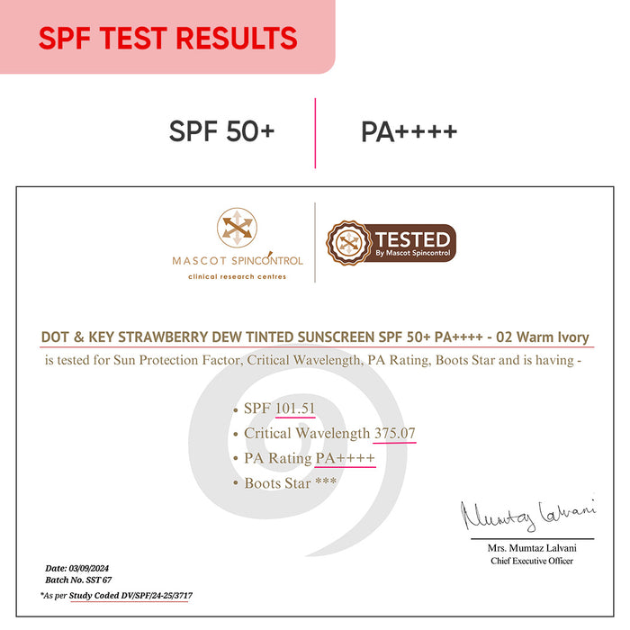 Buy Dot & Key Strawberry Dew Tinted Sunscreen SPF 50+ PA++++ | Glowing Tint + Broad Spectrum Protection — image 2