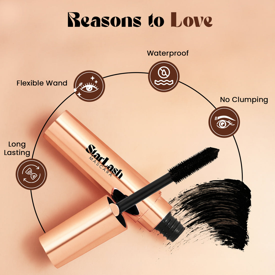 Glam21 Star Lash Mascara | Ultra-Volume, Lengthening & Curling Mascara | Smudge-Proof, Long-Lasting & Waterproof Eye Makeup | Jet Black Mascara for Dramatic Lashes — image 3