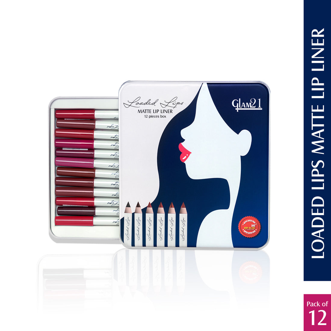 Glam21 Loaded Lips Matte Lip Liner – 12 Pieces Box | Long-Lasting, Smudge-Proof & High-Pigment Lip Liners | Smooth Glide, Precise Definition & Full Coverage Lip Pencil Set — image 2