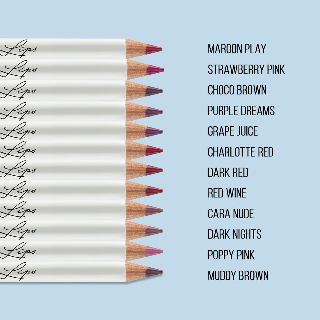 Glam21 Loaded Lips Matte Lip Liner – 12 Pieces Box | Long-Lasting, Smudge-Proof & High-Pigment Lip Liners | Smooth Glide, Precise Definition & Full Coverage Lip Pencil Set — image 3