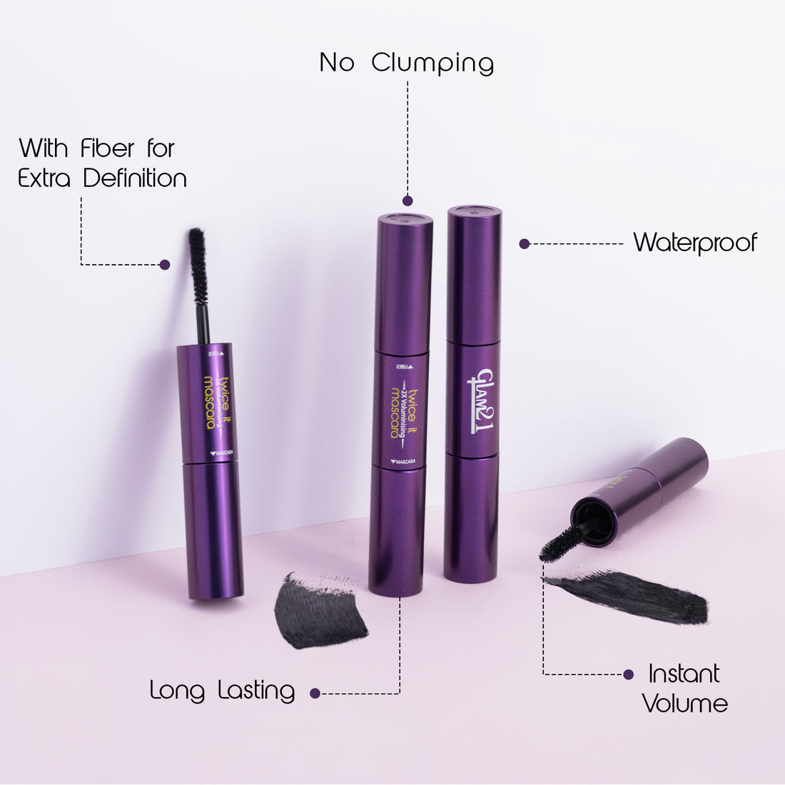 Glam21 Twice It Mascara – Double Volume, Double Length, Double Drama — image 3