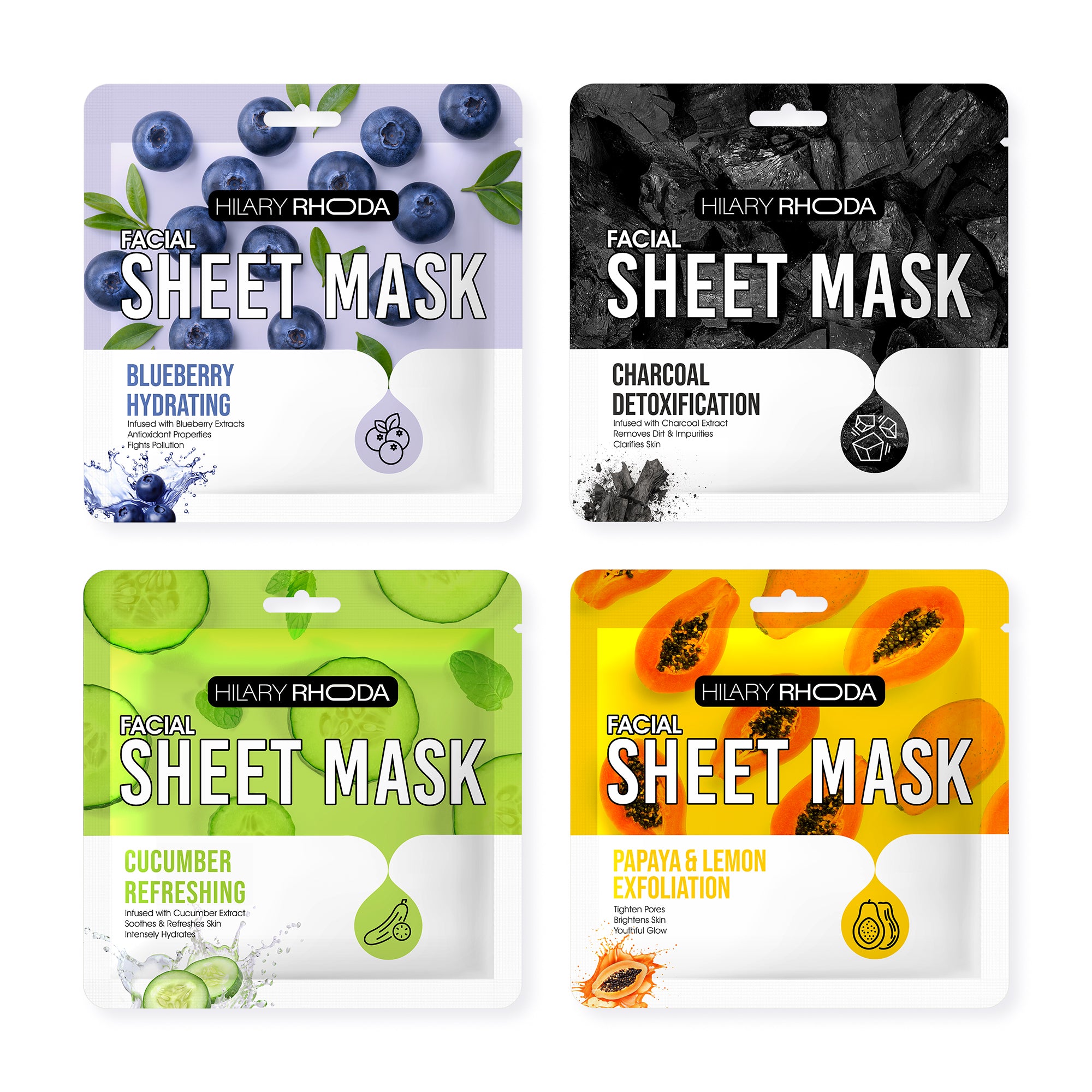 Hilary Rhoda Facial Sheet Mask (Pack of 4) – Deep Hydration, Instant Glow & Skin Rejuvenation Hilary Rhoda Facial Sheet Mask (Pack of 4) – Deep Hydration, Instant Glow & Skin Rejuvenation