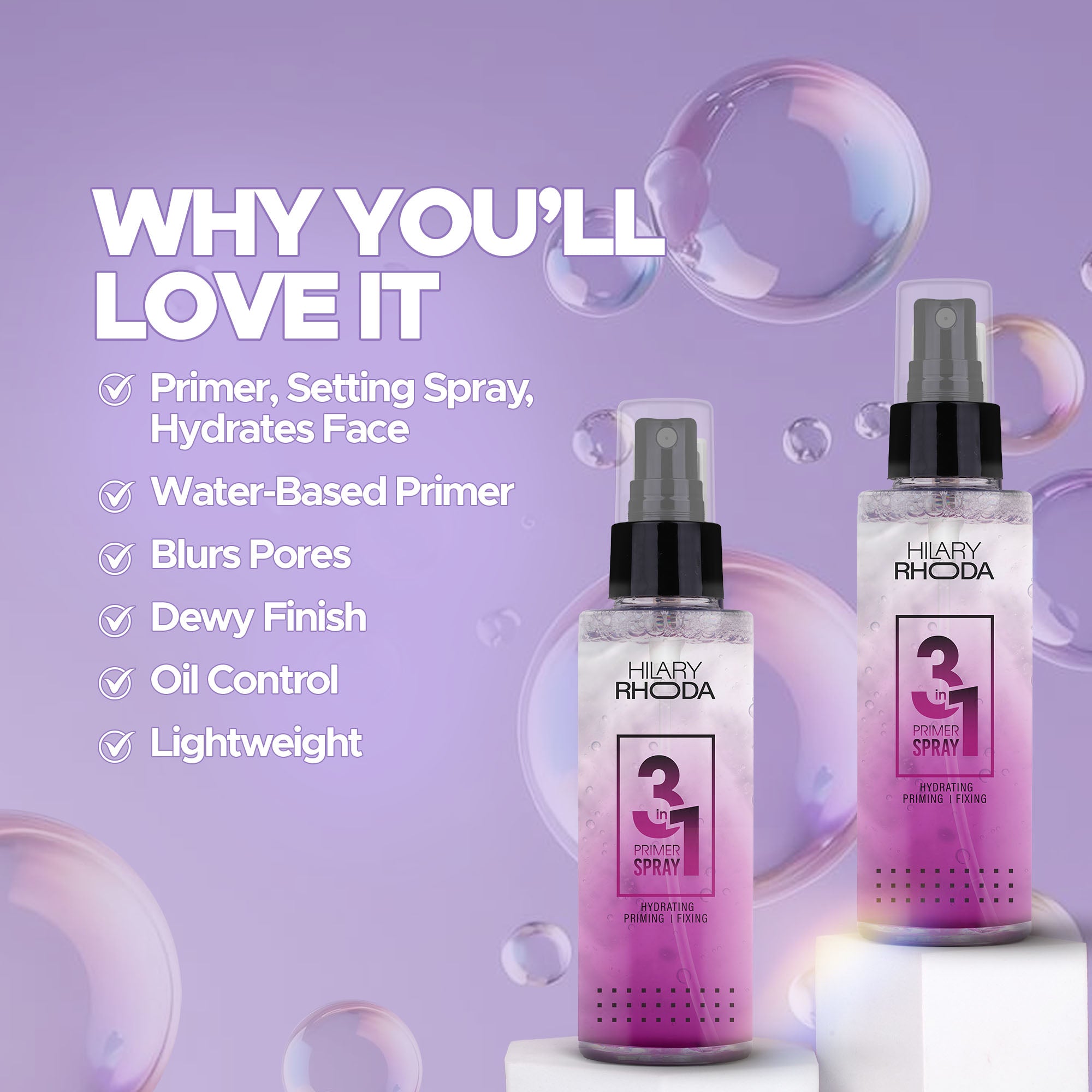 Hilary Rhoda 3-in-1 Primer Spray – Prep, Set & Refresh for Flawless Makeup All Day — image 5