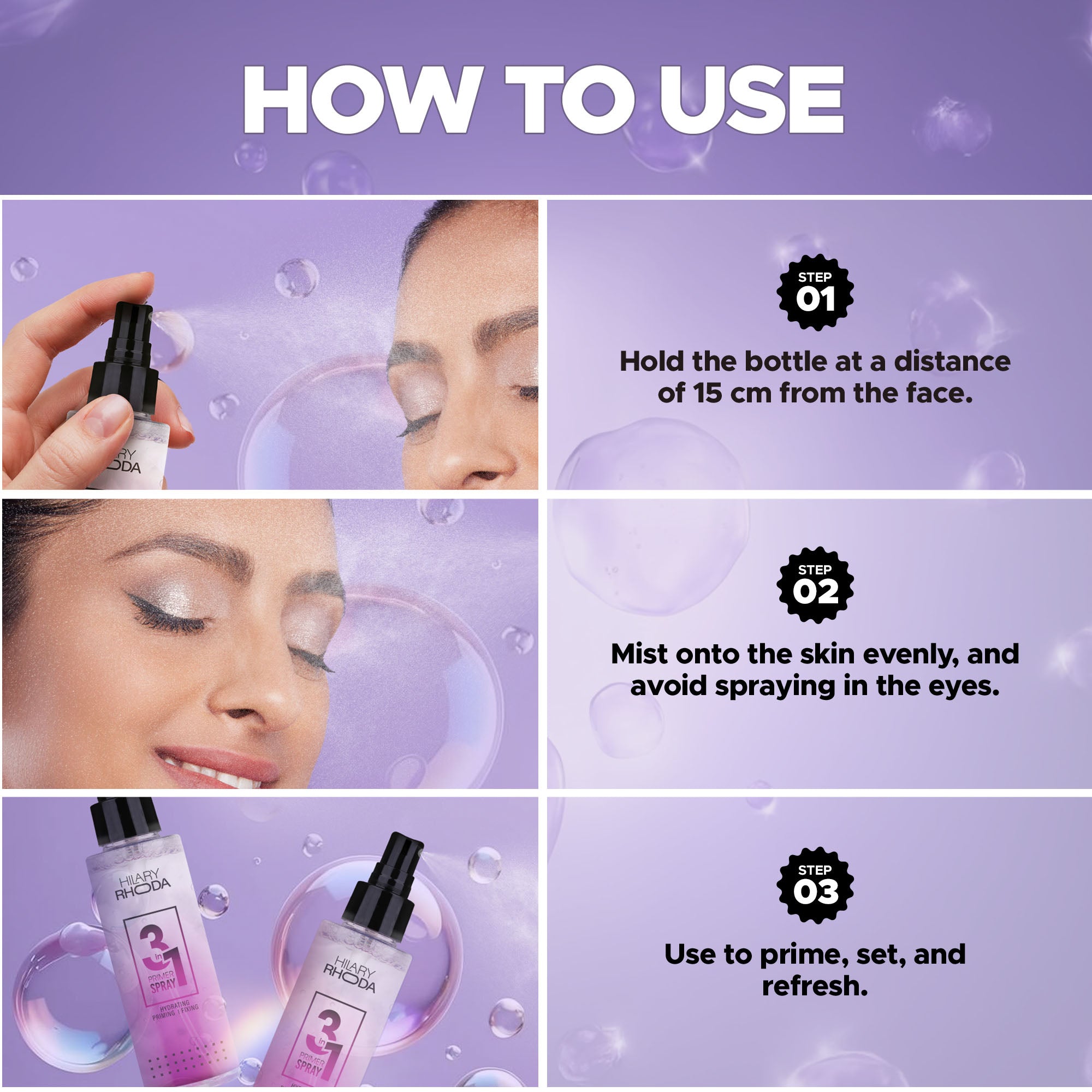 Hilary Rhoda 3-in-1 Primer Spray – Prep, Set & Refresh for Flawless Makeup All Day — image 7