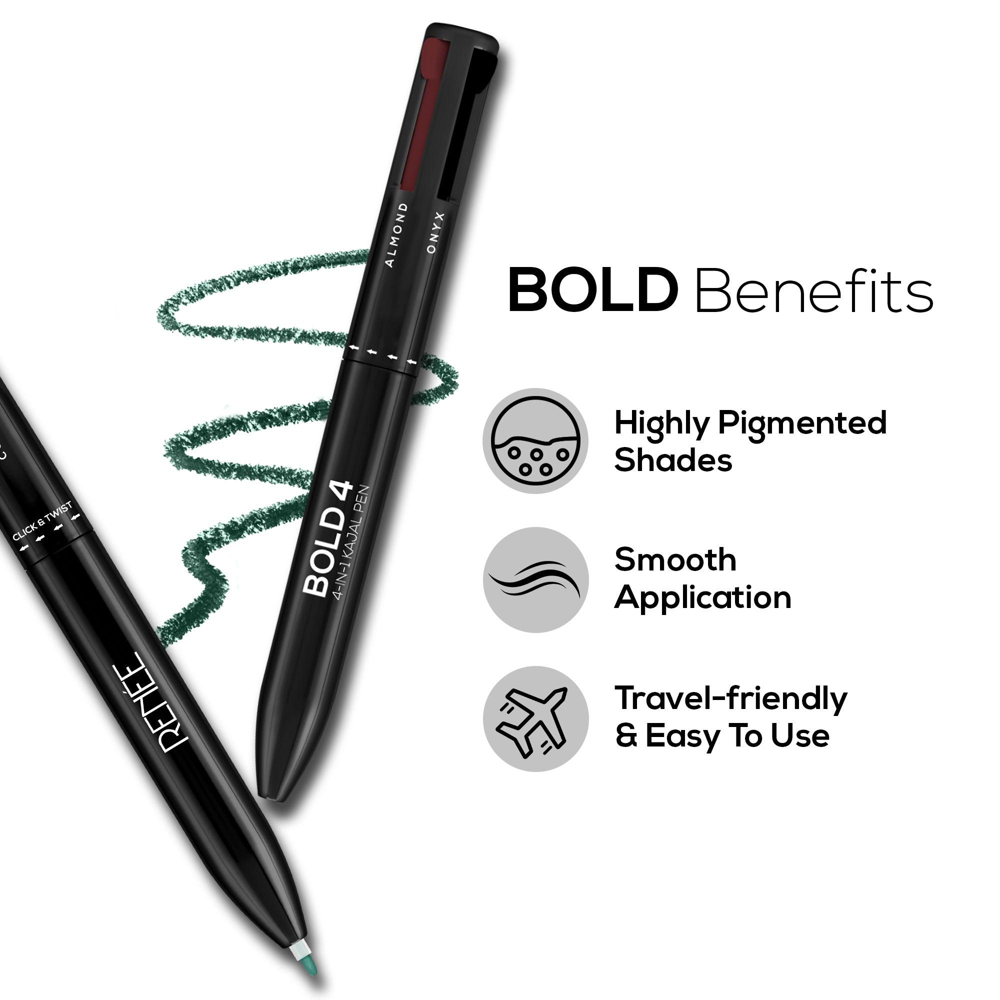 RENEE Bold 4-IN-1 Kajal — Intense, Smudge proof Definition for Girls & Women — image 2
